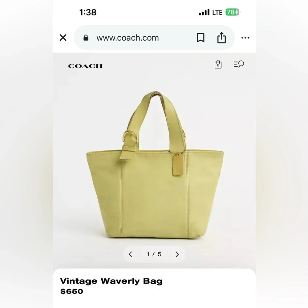 1994 True Vintage Coach Waverly Yellow Tote Bag​ - Picture 15 of 15